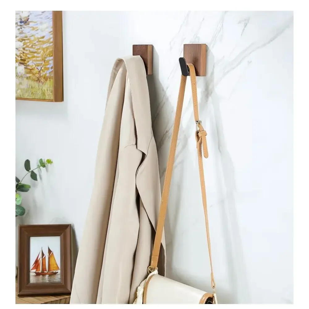 DELITON Adhesive Towel Hooks Wall Hooks Farmhouse 4 Pack Burned Brown (C45)
